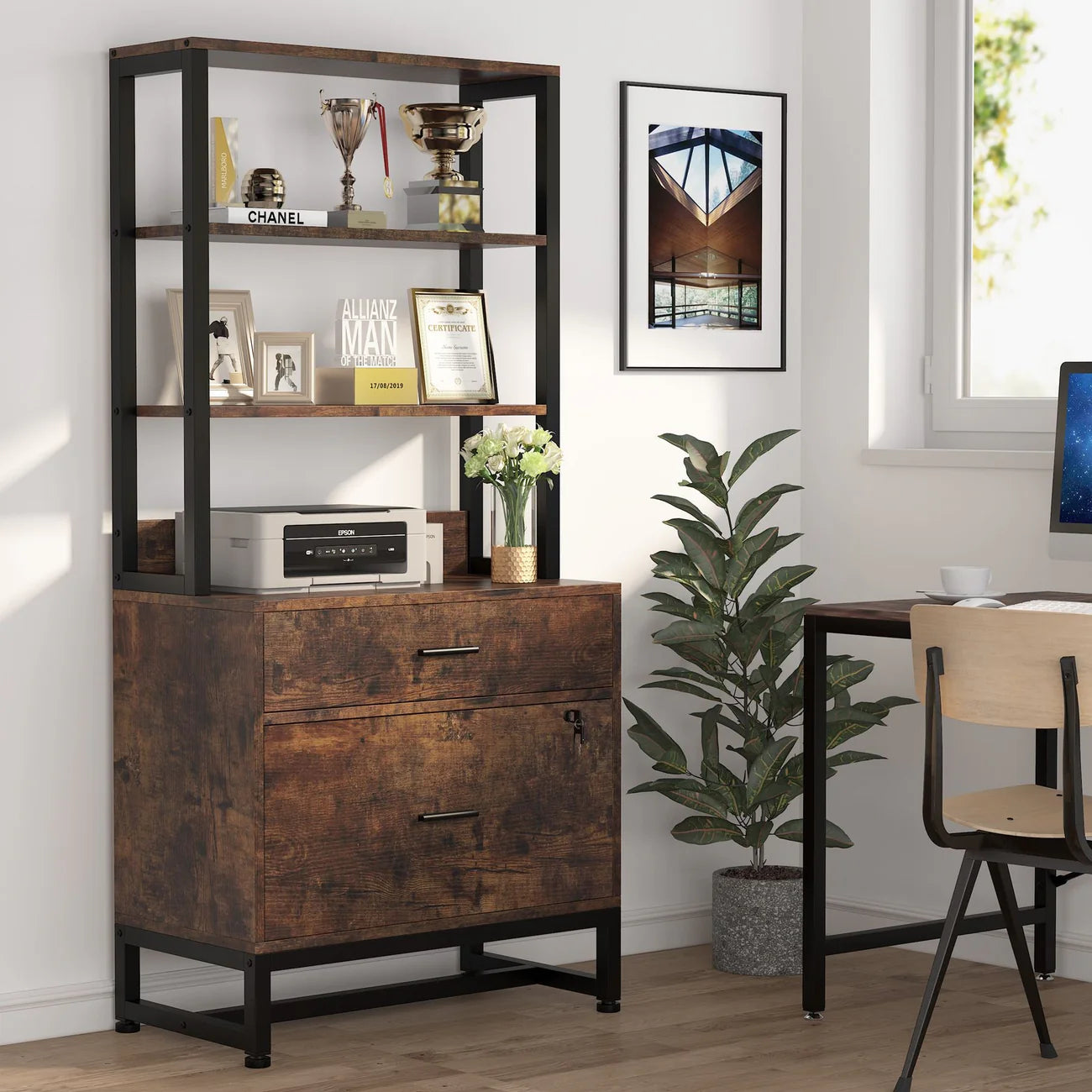 2-Drawer Vertical Filing Cabinet Secure Office Storage with Lock