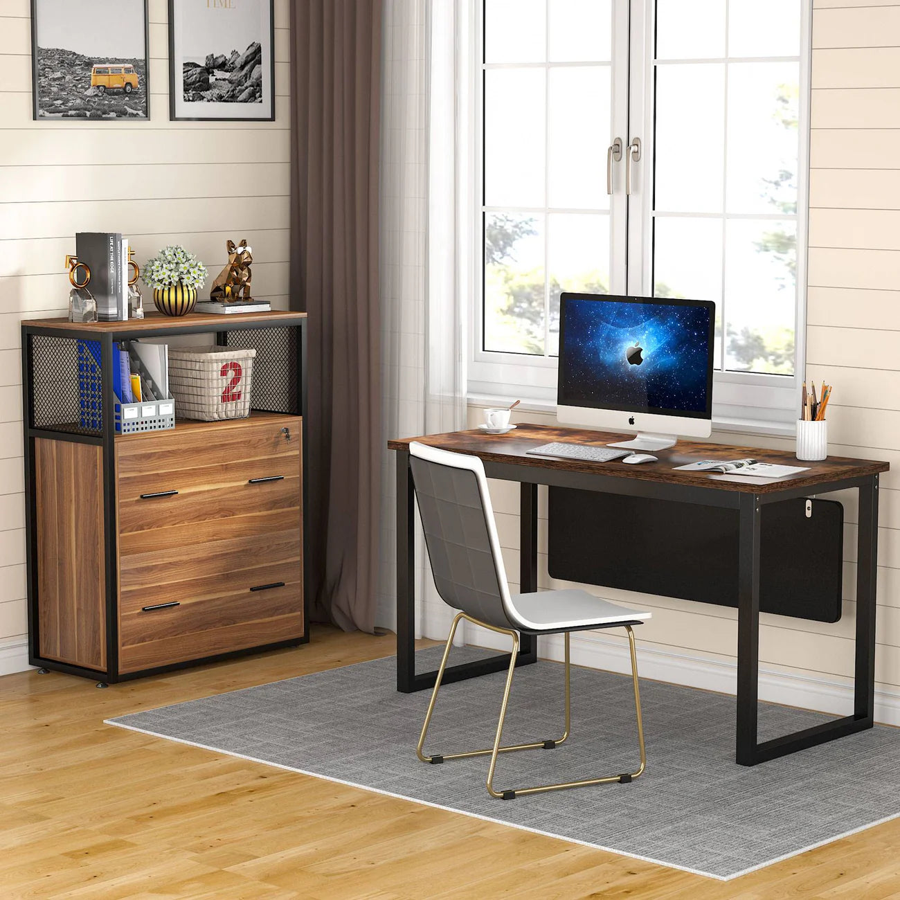 2-Drawer Lateral File Cabinet with Lock Secure Office Storage for Files